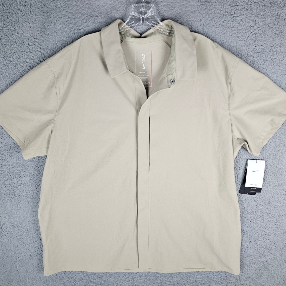 Nike Shirt Mens XL Tan Dri-FIT 24.7 Training Short Sleeve HQ6958-253 UPF 40+